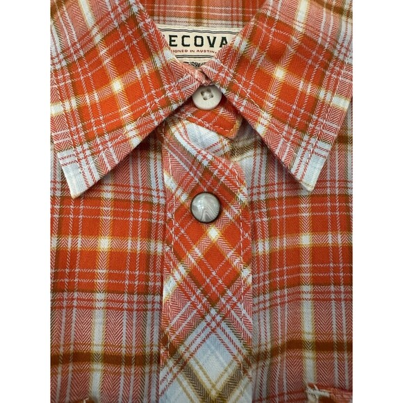 Tecovas Shirt Womens Small  Pearl Snap Button Orange Plaid Cowboy Western Rodeo - Picture 4 of 6